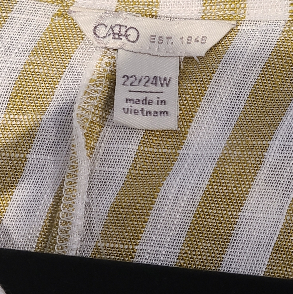 Cato Green and White Striped Blouse Size 22/24 - Picture 2 of 4